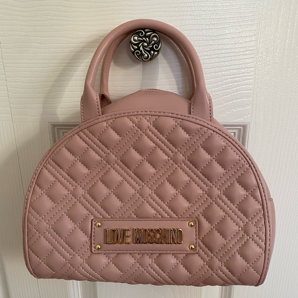 Love Moschino top handle quilted satchel
